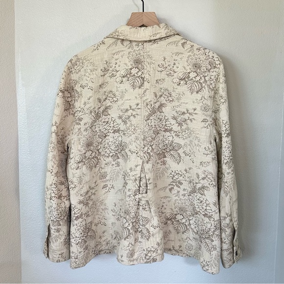J JILL XL VTG Jacquard Hemp Cotton Button Front Collared Jacket • Ivory Beige - Picture 3 of 12